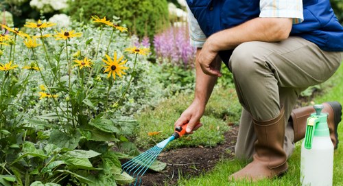 Technician preparing a quote and measuring an area